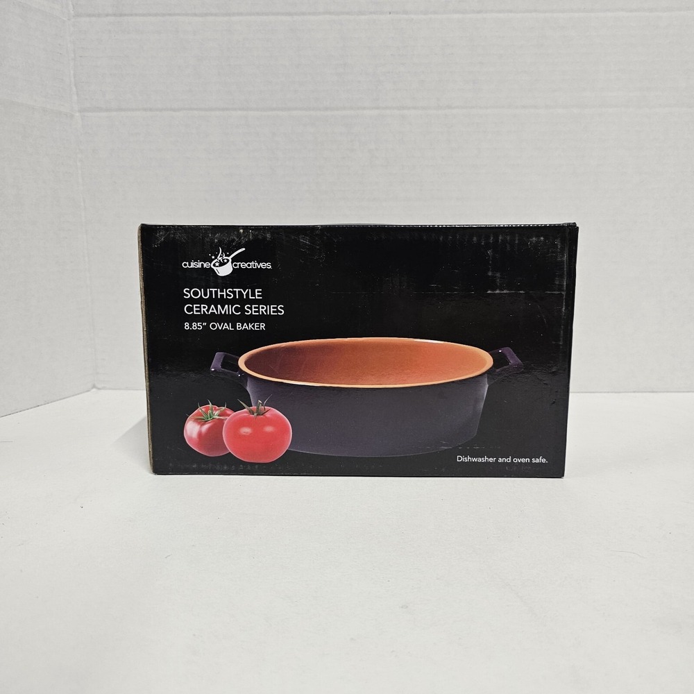 Cuisine Creatives Ceramic Oval Baker‎ 8.85" - White Stoneware Baking Dish